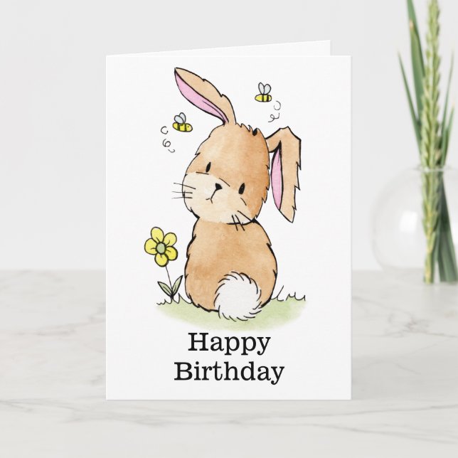 Carte Anniversaire de lapin et d'abeilles (Devant)