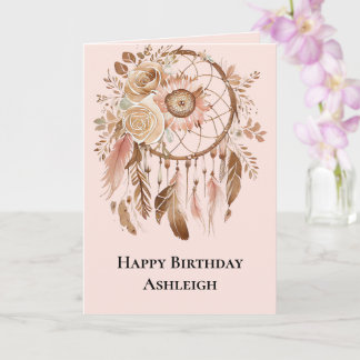 Carte Anniversaire de l'attrapeur de rêve rose pâle