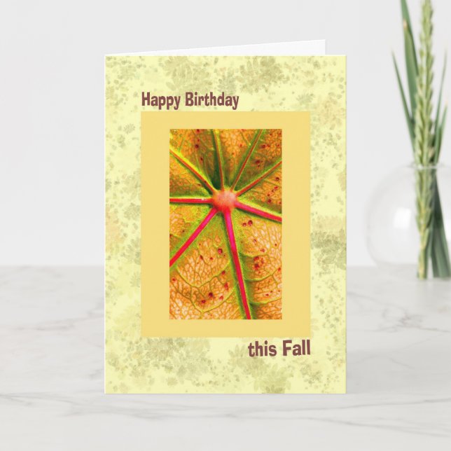 Carte Anniversaire de l'automne, Jaune et or (Devant)