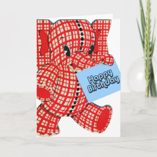 Carte Anniversaire de l'éléphant plaid