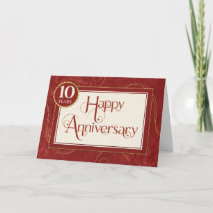 Carte Anniversaire de l'employé 10 ans - Texte tourbillo