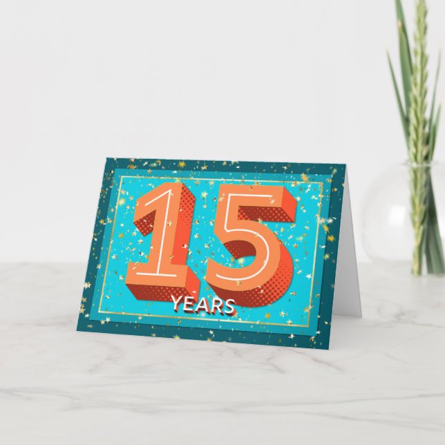 Carte Anniversaire de l'employé 15 ans - Numéros gras (Devant)