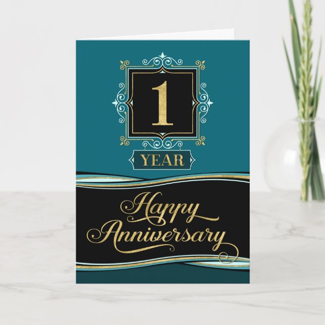 Carte Anniversaire de l'employé 1 an Jade décorative (Devant)