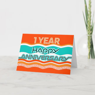 Carte Anniversaire de l'employé 1 an Vagues colorées