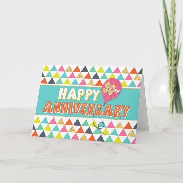 Carte Anniversaire de l'employé 30 ans - Motif coloré (Devant)
