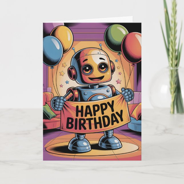 Carte Anniversaire de l'enfant robot (Devant)