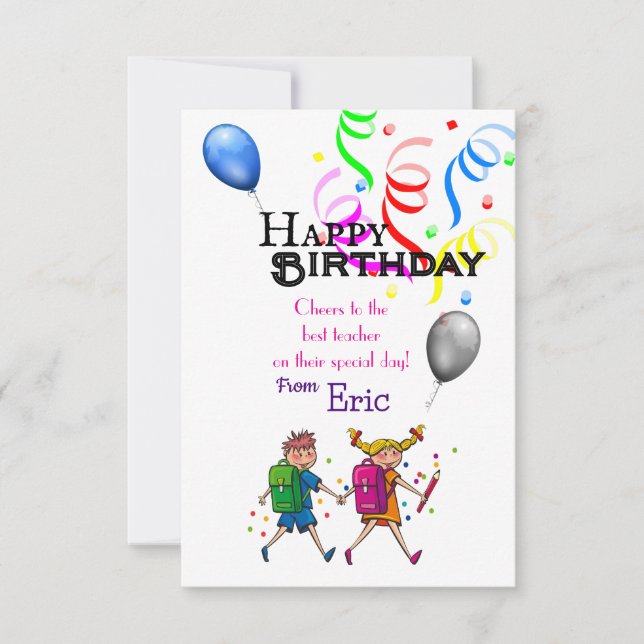 Carte Anniversaire de l'enseignant  (Devant)