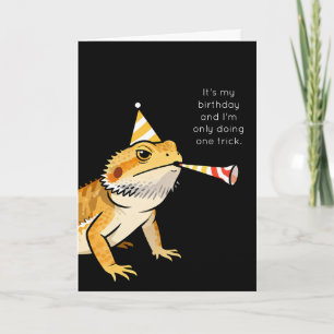 Carte Anniversaire de lézard dragon barbu drôle