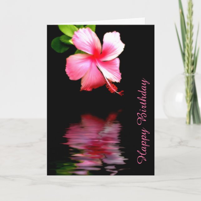 Carte Anniversaire de l'Hibiscus rose (Devant)
