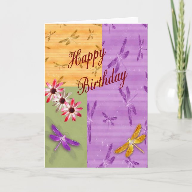 Carte Anniversaire de libellule (Devant)