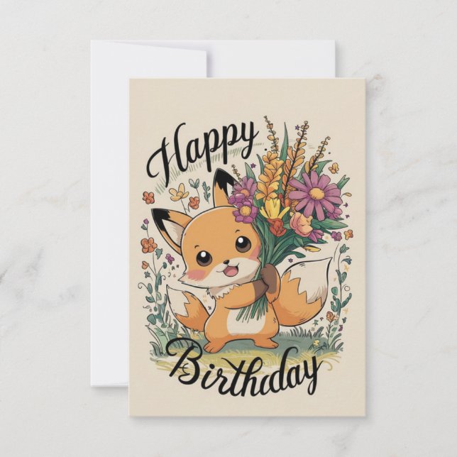 Carte Anniversaire de Little Joty Fox (Devant)