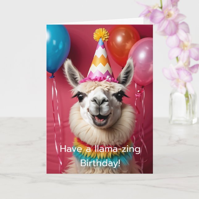 Carte Anniversaire de Llama Avoir un anniversaire éclata (Orchidée)