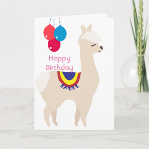 Carte Anniversaire de Llama, Ballons d'anniversaire