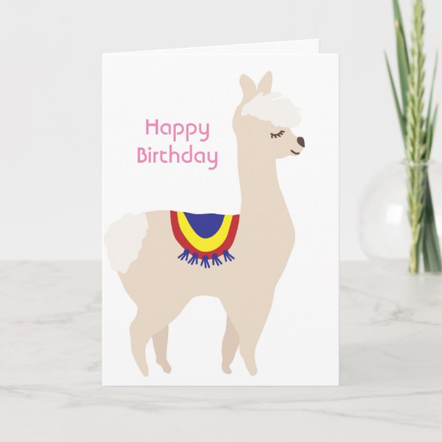 Carte Anniversaire de Llama, Ballons d'anniversaire (Devant)