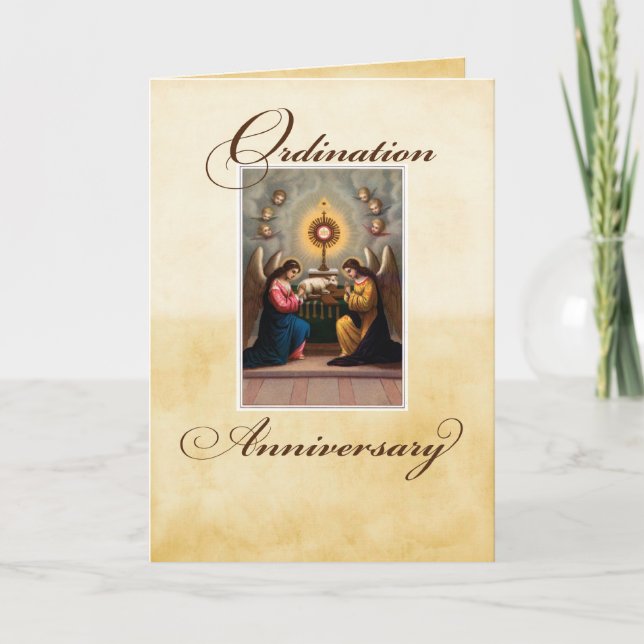 Carte Anniversaire de l'Ordination Angels à l'autel (Devant)