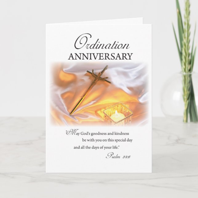 Carte Anniversaire de l'ordination, bougie croisée (Devant)