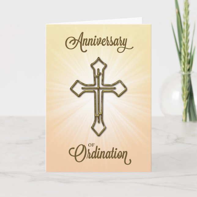 Carte Anniversaire de l'ordination, Croix sur Éclatement (Devant)