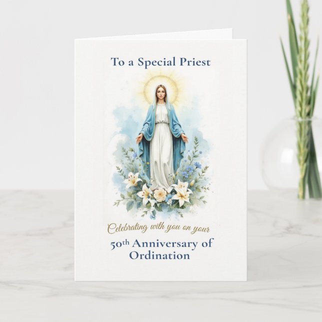 Carte Anniversaire de l'ordination du prêtre de 50 ans B (Devant)
