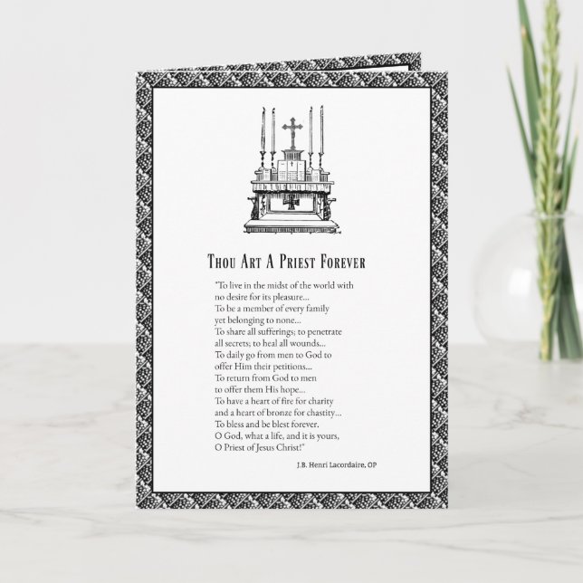 Carte Anniversaire de l'ordination d'un prêtre catholiqu (Devant)