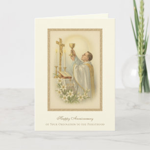 Carte Anniversaire de l'ordination d'un prêtre catholiqu
