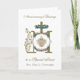 Carte Anniversaire de l'ordination d'un prêtre Croix mar