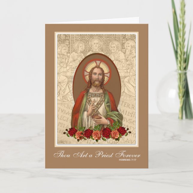 Carte Anniversaire de l'ordination sacerdotale Jésus (Devant)
