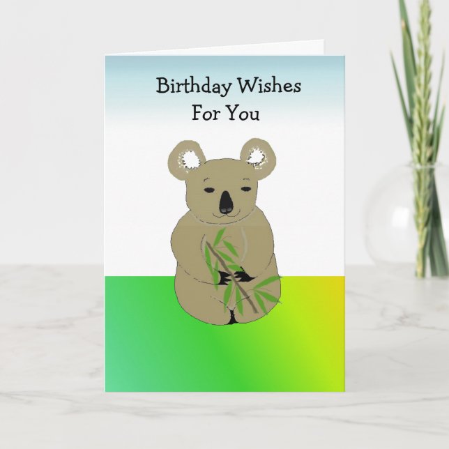 Carte Anniversaire de l'ours koala (Devant)