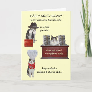 Carte Anniversaire de mari de chat drôle personnalisable