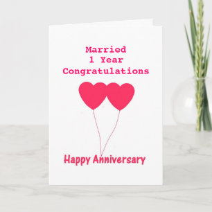 Carte Anniversaire de mariage 1 an, Carte. Personnalisez
