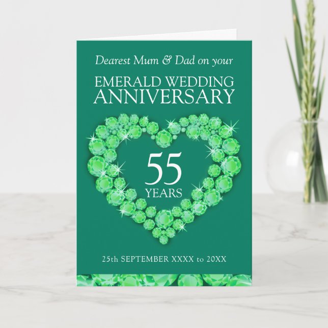 Carte Anniversaire de mariage aux émeraudes des parents  (Devant)