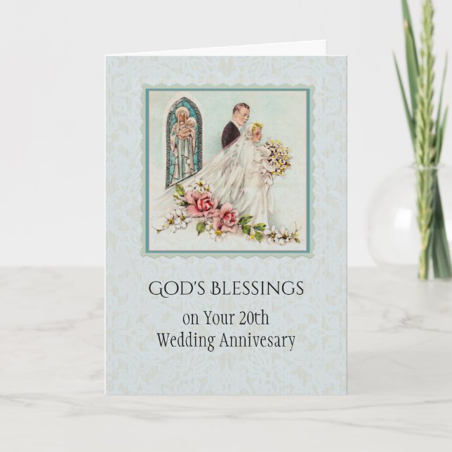 Carte Anniversaire de Mariage Catholique Mariée & Mari (Devant)