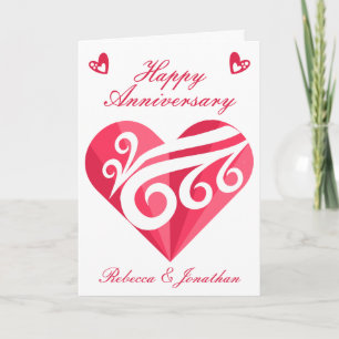 Carte Anniversaire de Mariage Cœur d'Amour Rose Personna