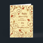 Carte Anniversaire de mariage de mon fils et de ma belle<br><div class="desc">Carte d'anniversaire de mariage pour mon fils et ma belle-fille avec motif de feuilles d'automne et vers sincères.</div>
