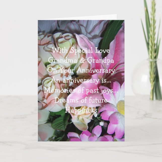 Carte Anniversaire de mariage des grands-parents floraux (Devant)