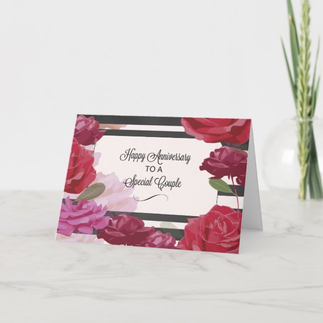 Carte Anniversaire de mariage d'un couple spécial Rose (Devant)