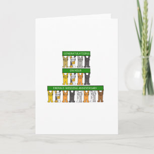 Carte Anniversaire de mariage Émeraude 55 Ans Chats Mign