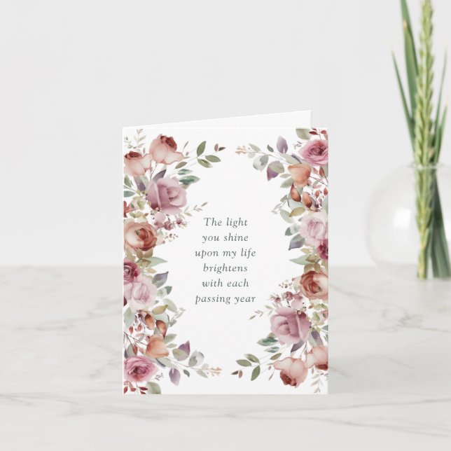 Carte Anniversaire de Mariage Floral Mauve Romantique (Devant)