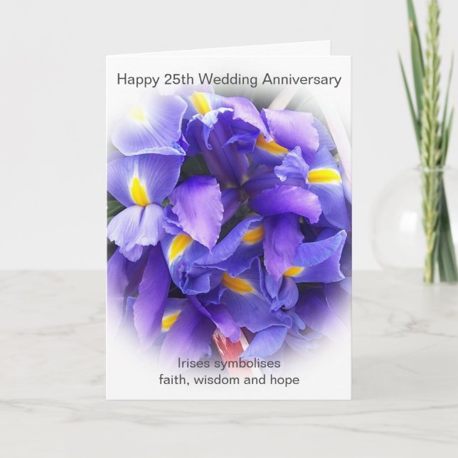 Carte Anniversaire de Mariage Personnalisé 25 Ans Fleurs (Devant)