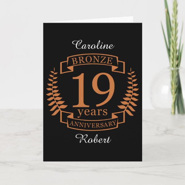 Carte Anniversaire de mariage traditionnel en bronze 19  (Devant)