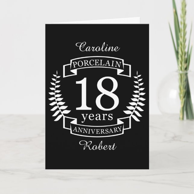 Carte Anniversaire de mariage traditionnel en porcelaine (Devant)
