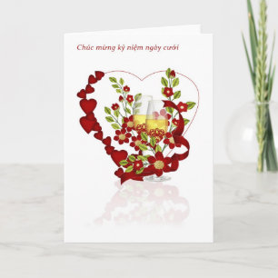 Carte Anniversaire de mariage vietnamien avec du champag