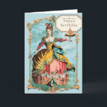 Carte Anniversaire de Marie Antoinette<br><div class="desc">Une charmante carte d'anniversaire Marie Antoinette qui tient un gâteau d'anniversaire. Elle est dans un magnifique paysage. Les images proviennent d'une plaque de gravure et de mode du XVIIIe siècle.</div>