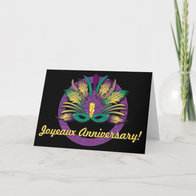 Carte Anniversaire de masque de mardi gras - Français (Devant)