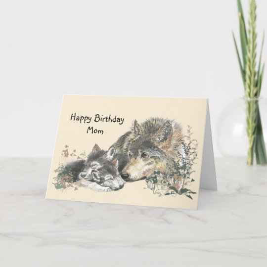 Carte Anniversaire De Mere De Loup D Aquarelle Et De Zazzle Fr