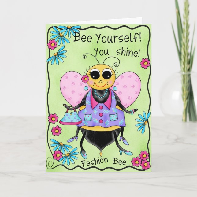 Carte Anniversaire de miel d'abeille de mode joyeux (Devant)