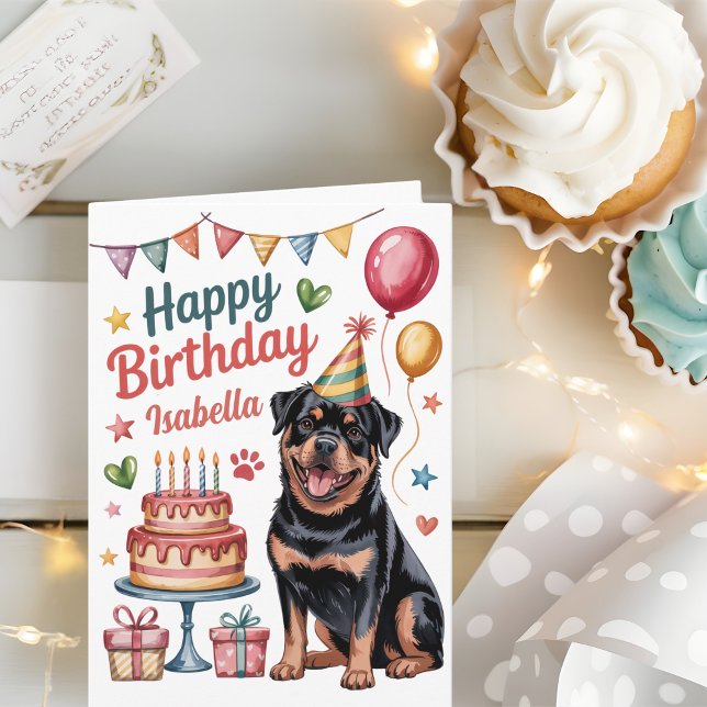 Carte Anniversaire de mignon Rottweiler (Créateur téléchargé)