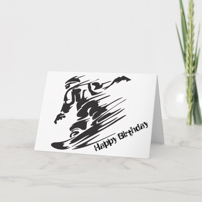 Carte Anniversaire de montagne de snowboarding de (Devant)