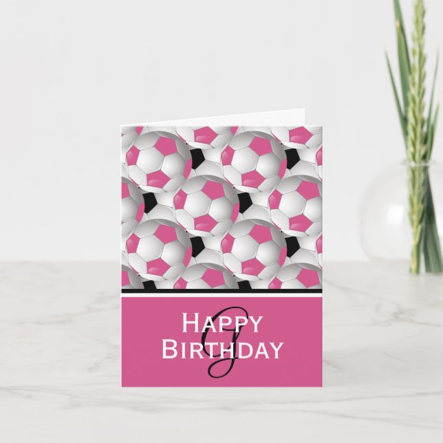 Carte Anniversaire de motif rose de ballon de football (Devant)