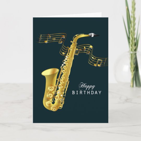 Carte Anniversaire De Musique De Saxophone Joyeux Zazzle Fr