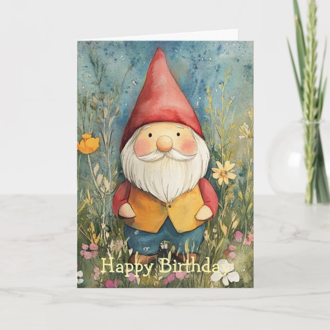 Carte Anniversaire de Nain de Jardin (Devant)